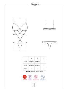 Эротическое боди Obsessive MEGIES TED, Цвет: чёрно/красный, Размеры: S/M, изображение 5