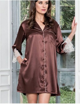 Рубашка-халат из шелка Mia-Amore MARILIN 3107 шоколадный, Цвет: шоколадный, Размеры: M