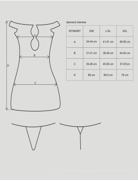 Сексуальная сорочка Obsessive DIAMOND CHEMISE, Цвет: белый, Размеры: L/XL, изображение 3