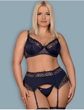 Эротический комплект с поясом Obsessive DRIMERA SET, Цвет: темно-синий, Размеры: S/M, изображение 3