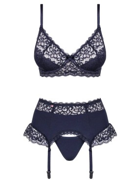 Эротический комплект с поясом Obsessive DRIMERA SET, Цвет: темно-синий, Размеры: S/M, изображение 5