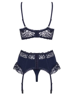 Эротический комплект с поясом Obsessive DRIMERA SET, Цвет: темно-синий, Размеры: S/M, изображение 6