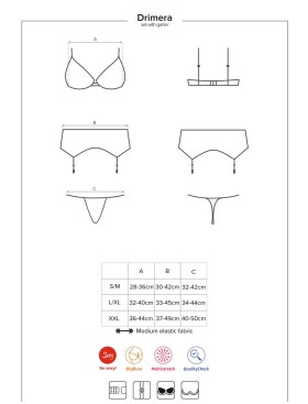 Эротический комплект с поясом Obsessive DRIMERA SET, Цвет: темно-синий, Размеры: S/M, изображение 7