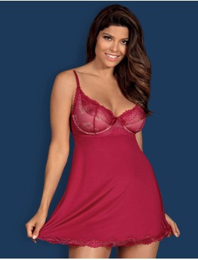 Бэби-долл с трусиками Obsessive ROSALYNE BABYDOLL, Цвет: красный, Размеры: S/M