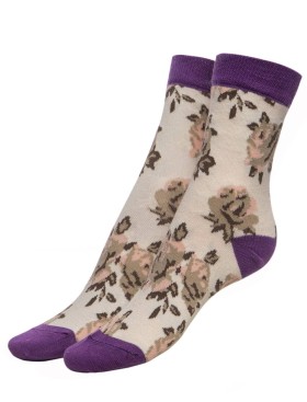 Носки женские Fiore 1086/G ROSES 100 den, Цвет: бежевый/фиолетовый, Размеры: 35/37