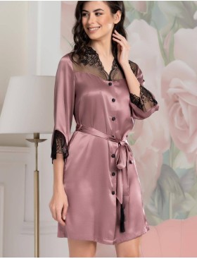 Рубашка-халат из шелка Mia-Amore OLIVIA 3647 античная роза, Цвет: античная роза, Размеры: 3XL, изображение 3