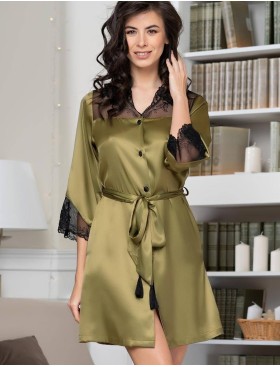 Рубашка-халат из шелка Mia-Amore OLIVIA 3647 оливковый, Цвет: оливковый, Размеры: 3XL