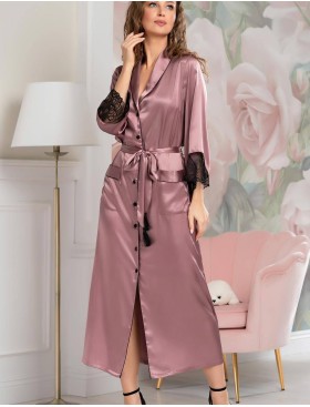 Халат шелковый длинный Mia-Amore OLIVIA 3649 античная роза, Цвет: античная роза, Размеры: XL, изображение 3