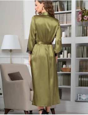 Халат шелковый длинный Mia-Amore OLIVIA 3649 оливковый, Цвет: оливковый, Размеры: XL, изображение 2