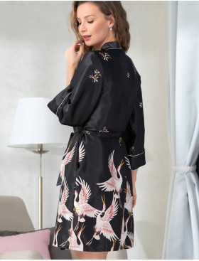 Халат-кимоно атласный Mia-Amore STEFANIA 8783 черный, Цвет: черный, Размеры: XS, изображение 2