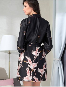 Рубашка-халат из атласа Mia-Amore STEFANIA 8787 черный, Цвет: черный, Размеры: S, изображение 4