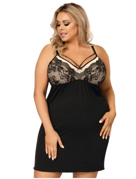 Сорочка на тонких бретелях Donna SARAH II PLUS, Цвет: черный/бежевый, Размеры: 5XL