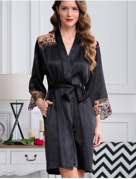 Шелковый халат-кимоно Mia-Amore AMANDA 3633, Цвет: черный, Размеры: S/M