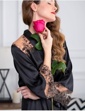 Шелковый халат-кимоно Mia-Amore AMANDA 3633, Цвет: черный, Размеры: S/M, изображение 3