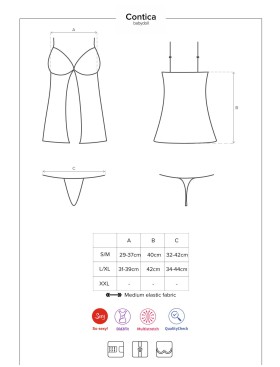 Бэби-долл с трусиками Obsessive CONTICA BABYDOLL, Цвет: черный, Размеры: S/M, изображение 7