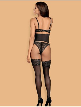 Корсет с трусиками Obsessive CONTICA CORSET, Цвет: черный, Размеры: S/M, изображение 4