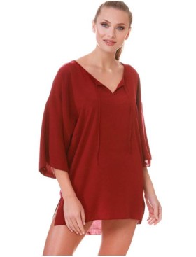 Пляжная туника Jolidon RFQ24 винный, Цвет: винный, Размеры: S