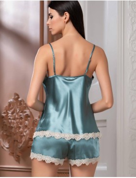 Атласный комплект с шортами Mia-Mella JULIA 8732 изумруд, Цвет: изумруд, Размеры: XS, изображение 2