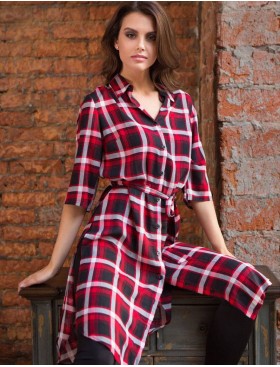 Удлиненная рубашка в клетку Mia-Mia DAVINA 16256 принт 310, Цвет: принт 310, Размеры: S