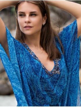 Туника пляжная с рукавом «летучая мышь» Mia-Amore RIVIERA 8251, Цвет: сине-голубой, Размеры: L/XL, изображение 3