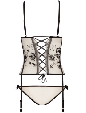 Корсет с пажами для чулок + стринги Beauty Night SAVANNAH CORSET, Цвет: черный/бежевый, Размеры: L/XL, изображение 5