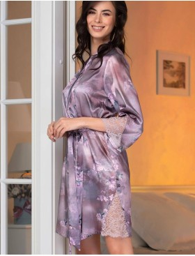 Шелковый халат-кимоно Mia-Amore AURORA 3653, Цвет: античная роза, Размеры: S/M, изображение 3