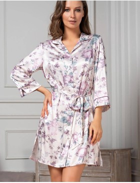 Шелковая рубашка-халат Mia-Amore MIRACLE 3547, Цвет: жемчужно-розовый, Размеры: M