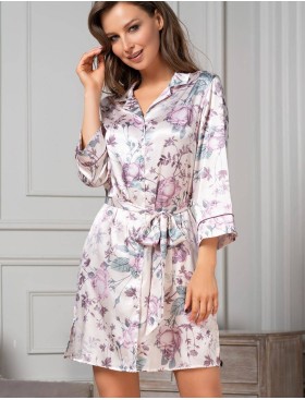 Шелковая рубашка-халат Mia-Amore MIRACLE 3547, Цвет: жемчужно-розовый, Размеры: M, изображение 3