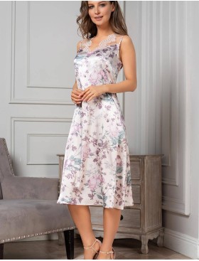 Длинная шелковая сорочка Mia-Amore MIRACLE 3548, Цвет: жемчужно-розовый, Размеры: 2XL, изображение 3