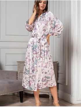 Шелковый халат-кимоно длинный Mia-Amore MIRACLE 3549, Цвет: жемчужно-розовый, Размеры: L/XL, изображение 3