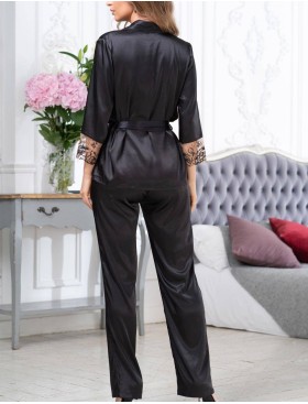 Шелковый брючный комплект Mia-Amore AMANDA 3636, Цвет: черный, Размеры: M, изображение 2