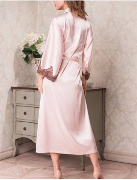 Длинный шелковый халат-кимоно Mia-Amore MARILIN 3109 пудра, Цвет: пудра, Размеры: 2XL, изображение 2