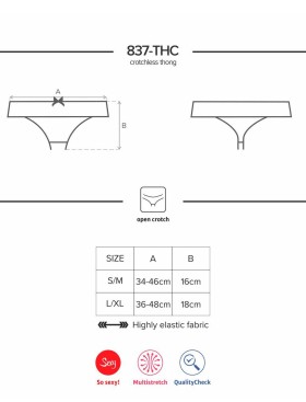 Сексуальные трусики Obsessive 837 CROTCHLESS THONG, Цвет: черный, Размеры: L/XL, изображение 4