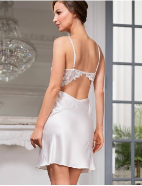 Сорочка шелковая с открытой спинкой Mia-Amore WHITE SWAN 3550 молочный, Цвет: молочный, Размеры: XS, изображение 2