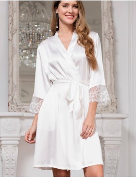 Шелковый халат кимоно Mia-Amore WHITE SWAN 3553 молочный, Цвет: молочный, Размеры: L/XL