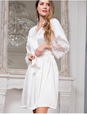 Шелковый халат кимоно Mia-Amore WHITE SWAN 3553 молочный, Цвет: молочный, Размеры: L/XL, изображение 3