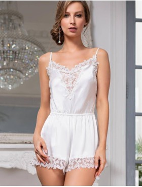 Шелковый комбидресс Mia-Amore WHITE SWAN 3555 молочный, Цвет: молочный, Размеры: XS