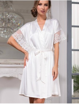 Шелковый халат Mia-Amore WHITE SWAN 3557 молочный, Цвет: молочный, Размеры: L/XL