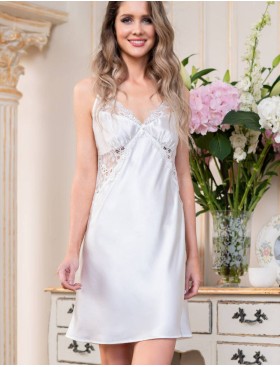 Шелковая сорочка с открытой спинкой Mia-Amore EDITA 3671 белый, Цвет: белый, Размеры: S