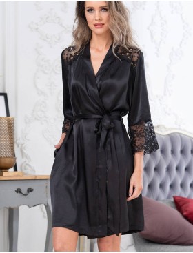 Шелковый халат кимоно Mia-Amore EDITA 3673 черный, Цвет: черный, Размеры: S/M