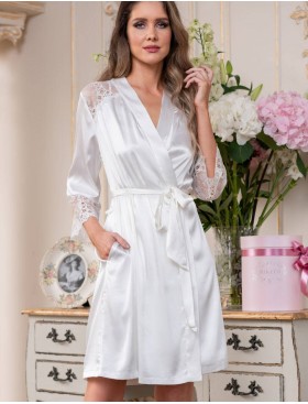 Шелковый халат кимоно Mia-Amore EDITA 3673 белый, Цвет: белый, Размеры: S/M