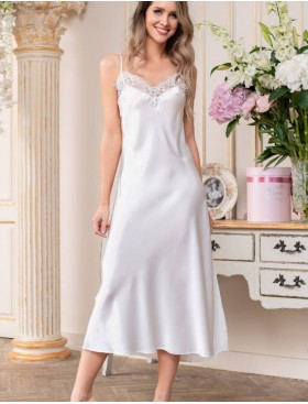 Шелковая длинная сорочка Mia-Amore EDITA 3678 белый, Цвет: белый, Размеры: L