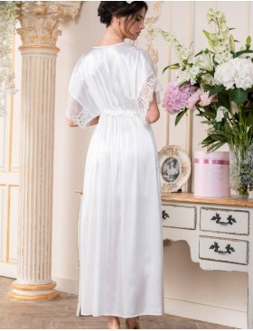 Длинный шелковый пеньюар Mia-Amore EDITA 3679 белый, Цвет: белый, Размеры: L/XL, изображение 2
