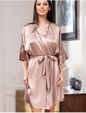 Шелковый халат кимоно Mia-Amore GABRIELLA 3663, Цвет: капучино, Размеры: S/M