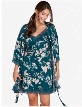 Атласный халат кимоно Esotiq DEARLY 38177, Цвет: морская волна, Размеры: S