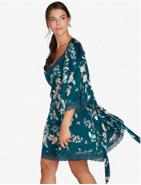 Атласный халат кимоно Esotiq DEARLY 38177, Цвет: морская волна, Размеры: S, изображение 2