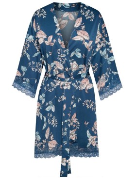 Атласный халат кимоно Esotiq DEARLY 38177, Цвет: морская волна, Размеры: S, изображение 3