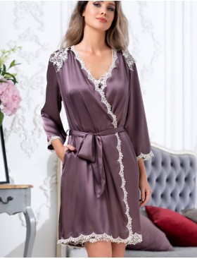 Шелковый халат кимоно Mia-Amore BRIGITTE 3683 сливовый, Цвет: сливовый, Размеры: L/XL