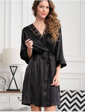 Атласный халат кимоно Mia-Amore MARISIA 8583 черный, Цвет: черный, Размеры: S/M