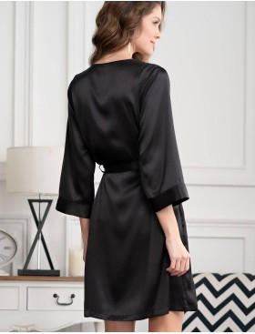 Атласный халат кимоно Mia-Amore MARISIA 8583 черный, Цвет: черный, Размеры: S/M, изображение 2